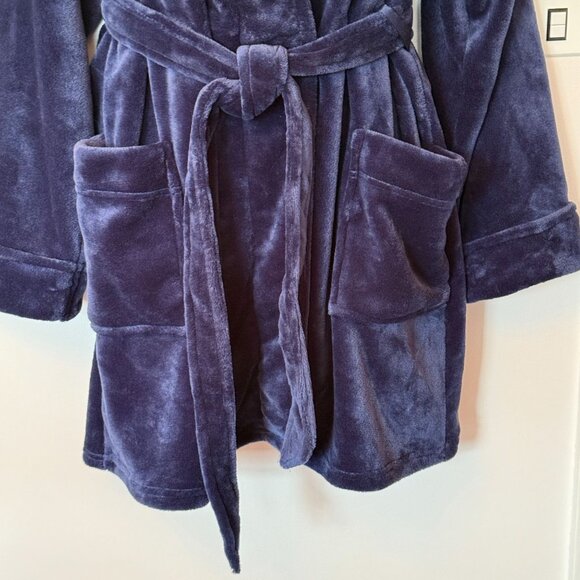 Soma Womens Plush Short Robe L / XL Blue W/Belt & Pockets EUC - Picture 4 of 16